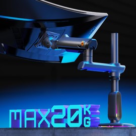 NB ERGONOMIC RGB Gaming Monitor-Arm for Flat/Ultrawide/Curved Monitors 32 to 60 inch, Heavy Duty Stand Load up to 20 kg, VESA 75/100 mm Monitor-Mount F7-G