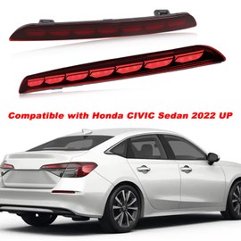 KEEGTBOX LED Rear Bumper Fog Light Brake Tail Sequential Flash Turn Signal Lamp Compatible with Honda Civic Sedan LX Sport EX Touring Si 2022 2023 Plug and play Accessories
