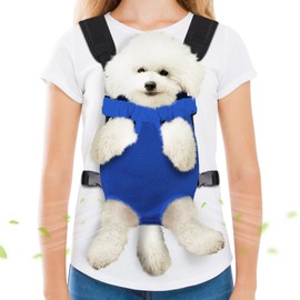 Pet Carrier Backpack, Hands-Free Adjustable Dog Front Carrier Legs Out & Easy-Fit Dog Backpack Carrier for Hiking Camping Traveling Cycling for Small Dogs and Rabbits (Medium, Blue)