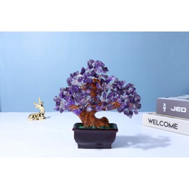 JSDDE Amethyst Crystal Tree Reiki Healing Gemstone Money Tree Feng Shui Crystals Stone Tree Home Office Luck Ornament Decoration 6.3 Inch