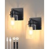 Rayogale Battery Operated Wall Sconce Set of 2, Black Rechargeable