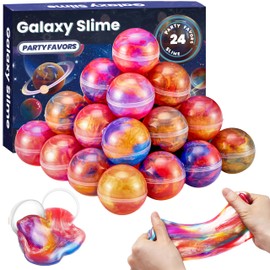 Galaxy Slime Party Favors for Kids, 24 Pack Stretchy, Non-Sticky, Mess-Free Slime for Stress Relief - Safe for Girls and Boys 3 4 5 6 7 8 - Classroom Rewards and Christmas Party Supplies
