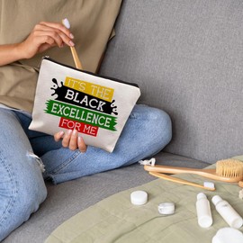 uinwk African American Gifts Canvas Makeup Bag, Gifts for Black Women, Black Girl Gifts, Black History Month Gifts, Juneteenth Gifts, It's the Black Excellence for Me Cosmetic Bag for Women