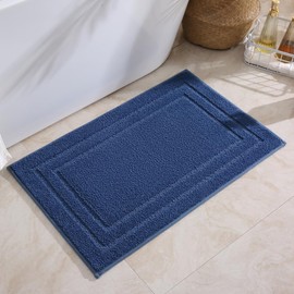 RosPynn Bathroom Rugs Sets 2 Piece, Extra Soft and Absorbent, Non Slip Thick Bath Mats for Bathroom, Machine Washable Bath Mat Set for Bathroom (20" x 32" Plus 16" x 24", Navy Blue)