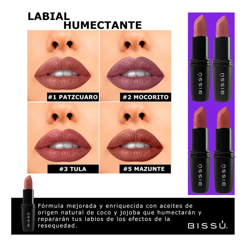 Kit Set 12 Labiales Bissu Humectantes Tonos Cafés/rojos