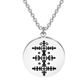 CENWA Witchy Pendant Amulet Talisman Charm Necklace Voodoo Veve Sigil Necklace Jewelry, Stainless Steel, No Gemstone