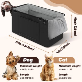 QUMY Dog Car Seats for Small Dogs Up to 11lbs, Portable Center Console Dog Booster Seat, Multi-Purpose Puppy CarSeat with Adjustable Safety Belt, Travel Pet Car Carriers for Small Dogs and Cat, Black