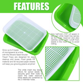 Allware Seed Sprouter Tray Kit, 5 Pack Seed Germination Tray with 50 Planting Papers BPA Free Nursery Tray for Seedling Planting Great for for Garden Home Office - Green Beans Fresh