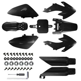 PRO BAT 7 PCs CRF50 Plastic Fender Kit with Fork Suspension Guard Cover XR50 Fairing Fender Kit Complete Fender Fairing Body Work Kit Fit for CRF 50 XR 50 SDG SSR 107 110 125 Pit Dirt Bike