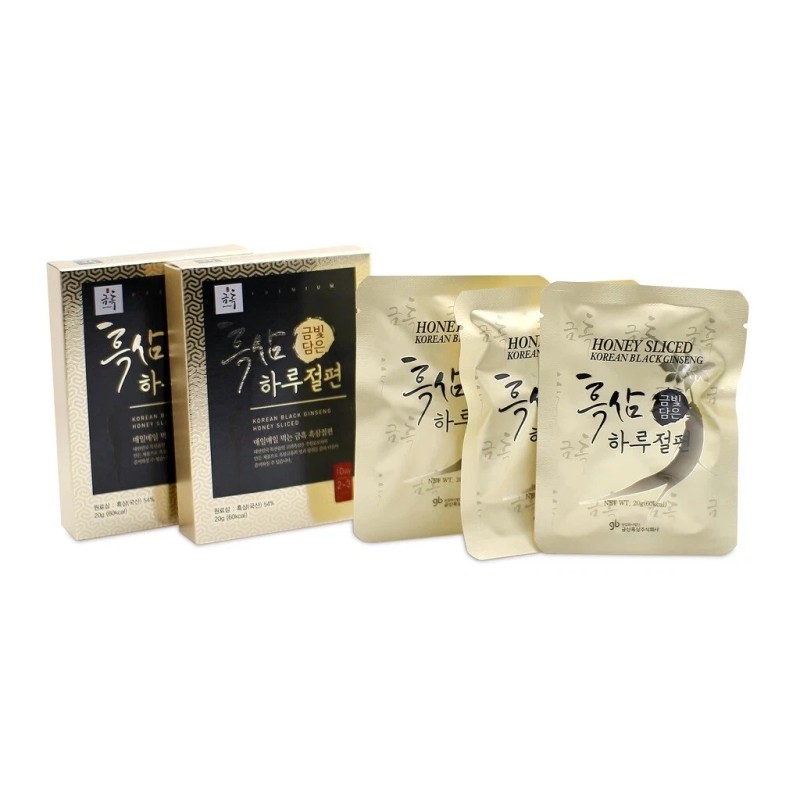 GeumHeuk Korean Black Honey Ginseng Root Sliced 20g X 10