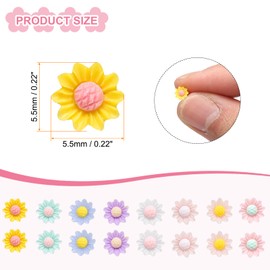 CoCud Mini Resin Flower, 0.22" Diameter, Miniature Tiny Flower Charm Dollhouse Multicolored - (Applications: for Nail Art, Fairy Garden, DIY Crafts Nail Jewelry Making), 100-Pieces