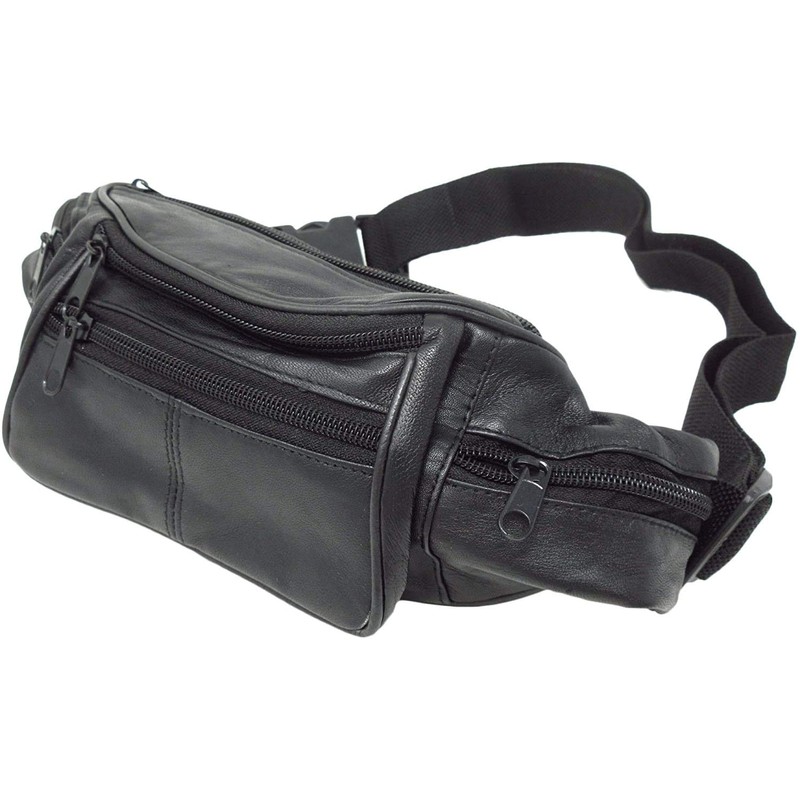 Lorenz Genuine Traditional All Soft Leather Bum Bag with 6