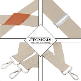 JTCMOJS Men's Suspenders 35mm Suspenders Holster Type Trouser Hanging Holster, One Size Adjustable, Wedding, Business, Casual, Khaki