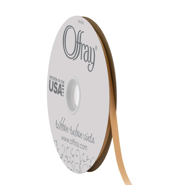Offray 1/4" Wide Double Face Satin Ribbon, 100 Yards, Oatmeal