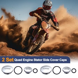 2 Set of Quad Engine Stator Side Cover Caps Aluminum with Seals 50cc 70cc 90cc 110cc 125 Cc Side Engine Cover Cap Fit for ATV BMS Roketa Taotao SunL Coolster