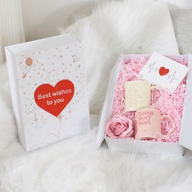 FairyHaus Gift Box with Lid for Presents, Magnetic Birthday Wedding Valentine Gift Box with Shinny Print and Heart Decor, Elegant White Gift Box for Women and Man Large 2Pack