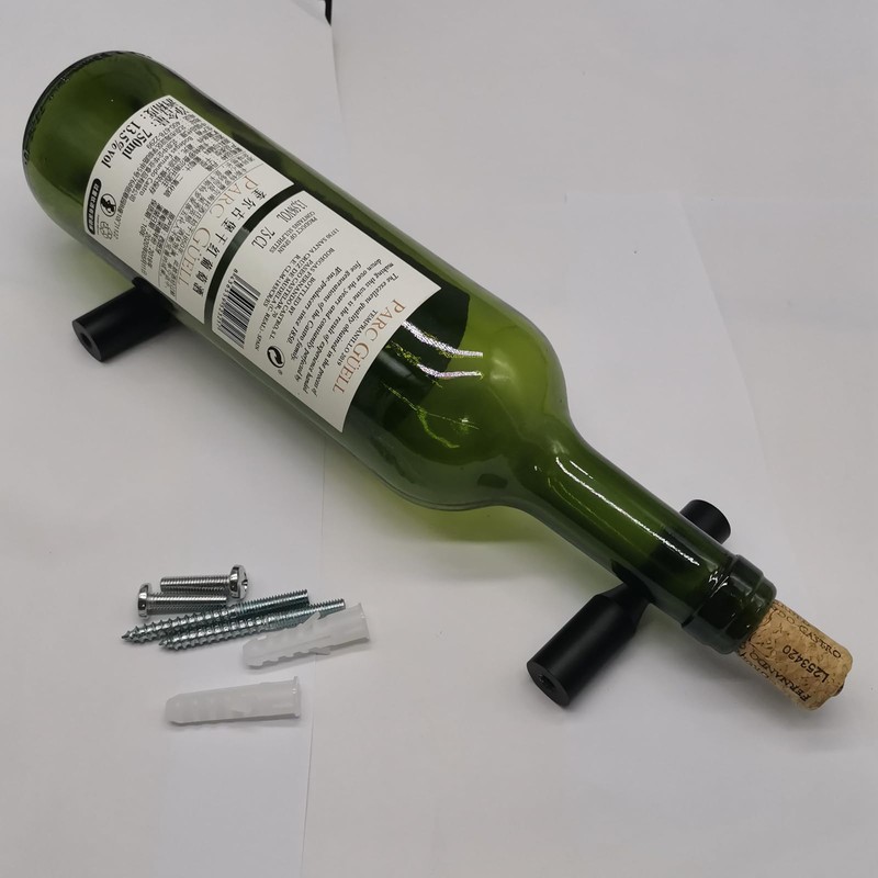 Wine Rack Wall Mounted 5 Bottle Matte Black Metal Vino