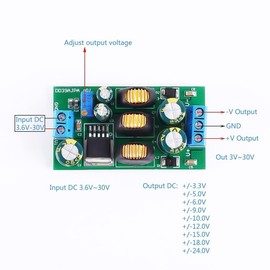 DC-DC Coverter, DD39AJPA Step Up/Down Converter Power Supply Module, 5-30V to ±5V±6V±9V±10V±12V±15V±24 Adjustable 20W Boost Buck Voltage Converter for Amplifier