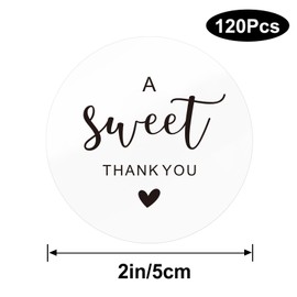 joycraft 2 Inch Sweet Thank You Stickers, 120Pcs Thank You Party Favor Labels Stickers, Clear Black Envelope Seals, Round Gift Sticker for Bags, DIY Craft, Small Business