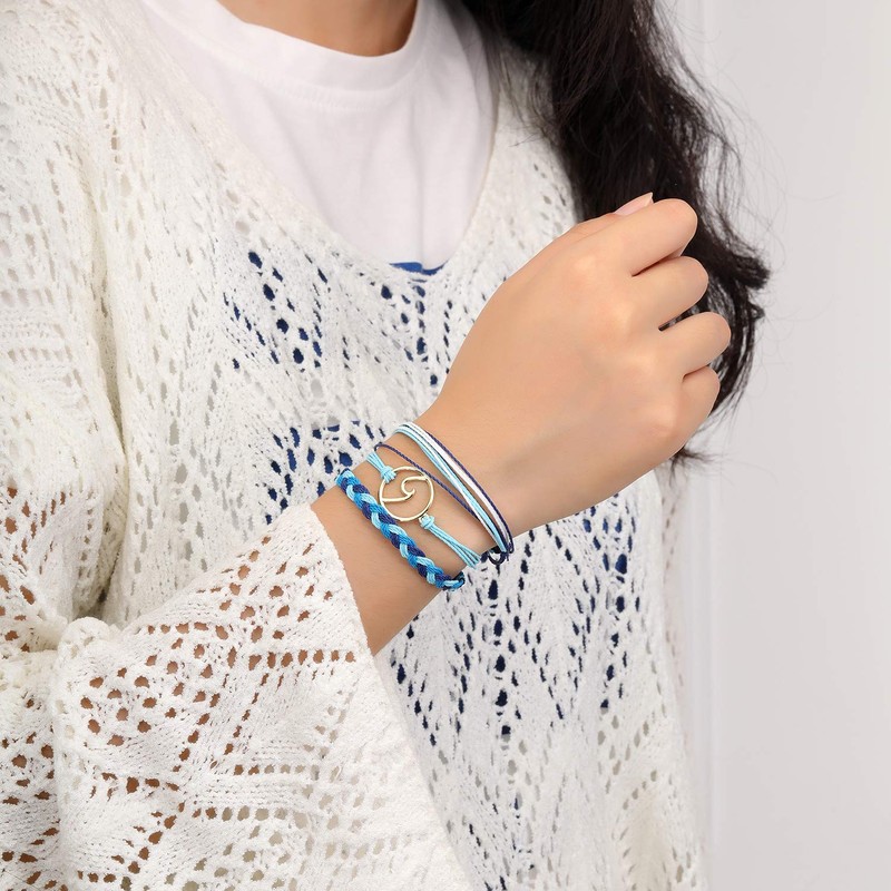 Starain Blue String Bracelets for Women Waterproof Wave Braided Rope