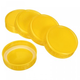 PATIKIL 70mm / 2-3/4" Regular Mouth Plastic Mason Jar Lids, 1Set/10 Pack Canning Jars Caps with Silicone Sealing Ring for Kitchen Storage, Yellow