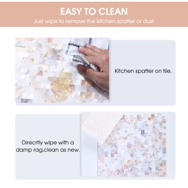 5 - Sheet Pearl Shells Tile Peel and Stick Backsplash, Self Adhesive Wall Tile for Kitchen, Bathroom, Bedroom (11.8"X11.8", Colorful Nature)