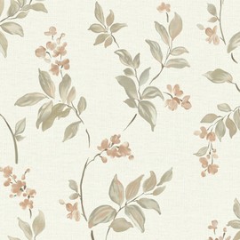 Vinjiasin Peel and Stick Wallpaper Floral Wallpaper Removable Wallpaper Vintage Flower Leaf Contact Paper Self Adhesive Wall Paper for Bedroom Livingroom Wall Covering Beige/Red 16.1"x 118"