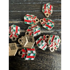 Unbranded Christmas Present Enamel Charm Dangle 3 Color Gift Package DIY 10 Pack New