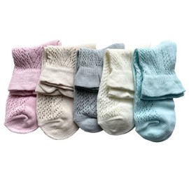 Mode Select Socks, Women's, Thin, Summer, Solid, Hand-Knitted, Lumy Socks, Top Thread, 100% Cotton, Breathable, Cool, Loose, 8.7 - 9.4 inches (22 - 24 cm), Pastel Colors, Set of 5 Pairs, Pastel colors