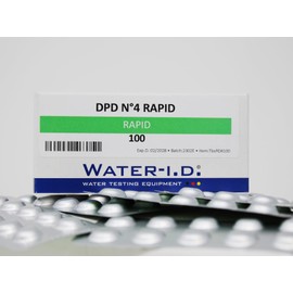 WATER-I.D. - DPD No.4 Rapid Dissolve Tablets | Accurate Chlorine Measurement | Suitable for Pooltester Range | Active Oxygen 0.0-15.0 mg/l | 100 Pack, White