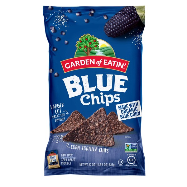 Garden of Eatin' Tortilla Chips, Blue Corn, Sea Salt, 22 Ounce (Pack of 10) - Packaging May Vary