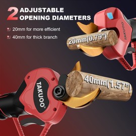 Takuoo Cordless Electric Pruning Shears, 1.6" Cutting Diameter Power Pruner, Brushless Branch Cutter with LCD Display, Dual 2.0Ah 21V Battery Powered Trimming Scissors for Gardening Tree Pruning