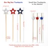 Minisland Big Red Star Cocktail Picks, 5.5 Inch Long Bamboo