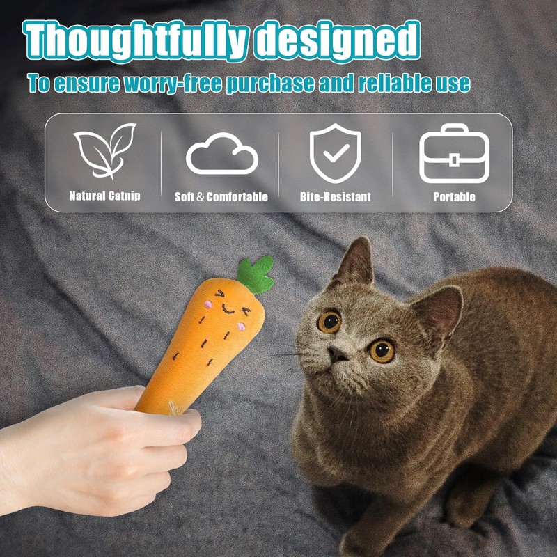 Bestac Catnip Vegetable-Shaped Cat Toy - Filled with Catnip for