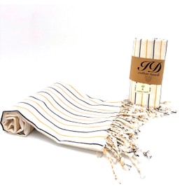 100% Cotton Turkish Beach Towels Great for Beach, Bathroom Towels Adult Travel Essentials Cruise Accessories Vacation Yoga Mat Soft Feel High Absorbent Sand Free Quick Dry (Galata Yellow)