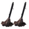 2pcs Feather Duster, Retractable Handle Fluffy and Natural Feather Duster