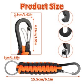 Mabor 2 Pcs Paracord Keychain, Heavy Duty Key Chain Military Braided Key Chain with Clip Heavy Duty Key Lanyard for Backpack for Men Women for Camping, Hiking, Fishing