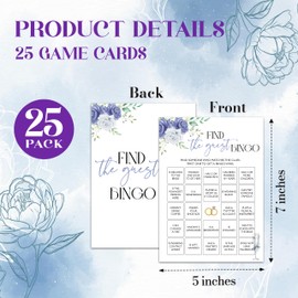 DRWJPAT Bridal Shower Games, Floral Champagne Wedding Shower Games for Bride to Be Groom Newlyweds, Bachelorette Engagement Party Ideas Decorations, Find The Guest Bingo Game Cards for 25 Guest, A08