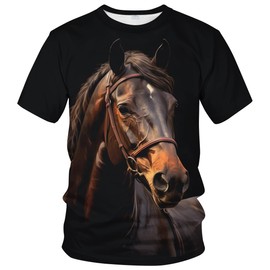 Snbidmk Vintage Horse Shirt Men Horseback Riding Horse Lover Summer Leisure T-Shirt,Multicolor,M