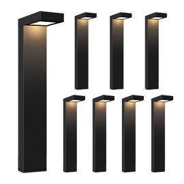 GKOLED 8-Pack Low Voltage Landscape Pathway Light Fixture, 9-15V AC/DC Outdoor Walkway Lighting with 3W LED Chips for Yard Lawn, Black Die-cast Aluminum Housing, UL-Listed IP66+