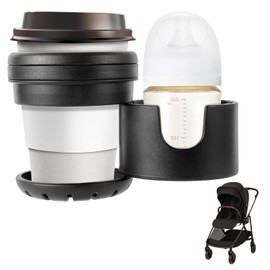 Portavasos para cochecitos Nuna, soporte doble para bebidas con rotación de 360°, ABS + silicona, se adapta a tamaños grandes y pequeños