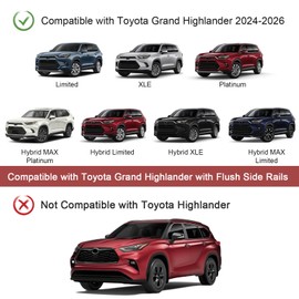 KINGGERI Upgraded Heavy Duty Roof Rack Cross Bars Compatible with Toyota Grand Highlander & Lexus TX 2024-2026 (with Flush Side Rails), Lockable 260LBS Aluminum Roof Rails Crossbars Rooftop Luggage