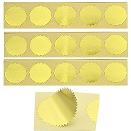 100Pcs 2Inch Round Gold Foil Blank Embossing Serrated Edge Certificate Seals Stickers Self-Adhesive Seal Labels for Package Envelope Awards