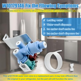 WPW10179146, W10179146 Water Inlet Valve Compatible with whirlpool, kenmore, maytag, amana, kitchen aid and ikea Refrigerator, Refrigerator Water Valve Replacement: AP6016381, EAP11749668 etc