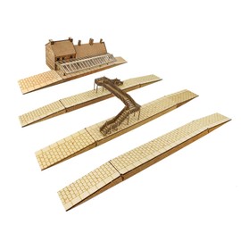 War World Scenics Model Railway Station Platform & Z-Shape Overpass Footbridge Set 3 – OO Gauge 1:76 Scale MDF Rail Building Track Construction Modelling Diorama Double Track Span