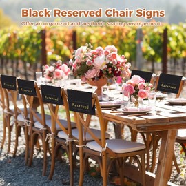 24 Pcs Reserved Chair Signs, Church Pew Reserved Seating Placeholders, Reserved Cloths with Golden Printed Words & Adhesive Strips for Wedding, Party, Celebration