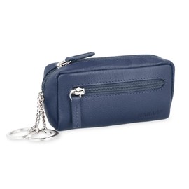 MANAGE XXL Leather Key Bag with Coin Compartment for Men and Women - Genuine Leather Key Case - Large Choice of Colours, blue