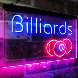 Billiards 9 Ball Game Room Pool Snooker Décor Man Cave Dual Colour LED Bar Light Neon Light Advertising Neon Sign Blue & Red 300 x 210 mm st6s32-i2590-br