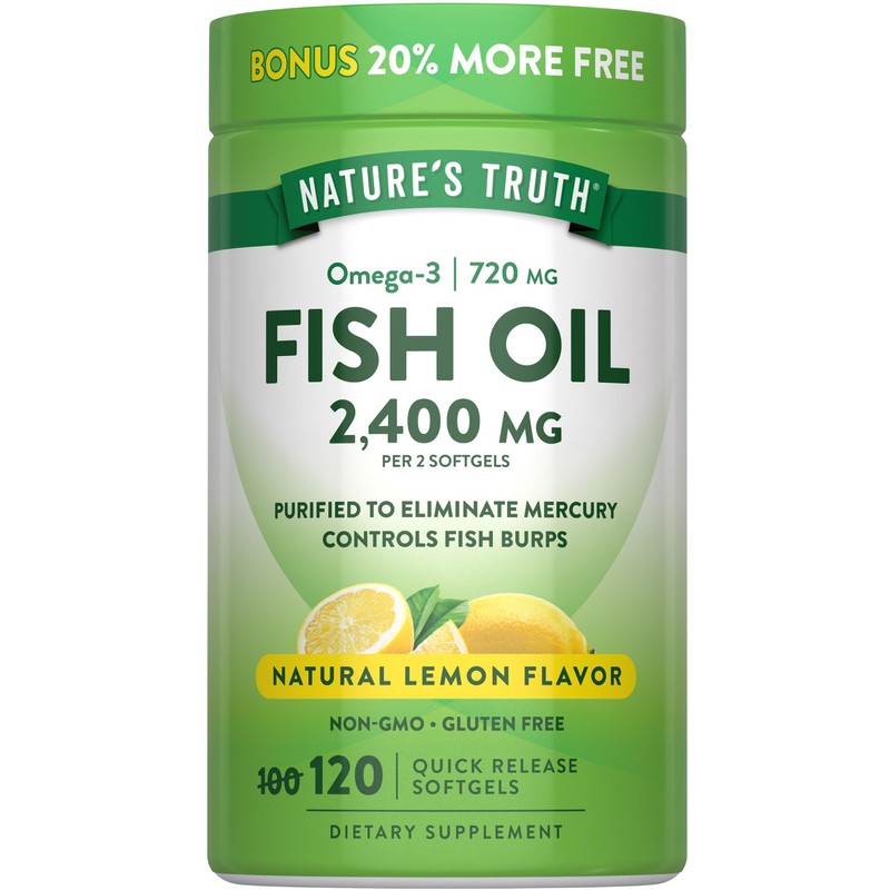 Natures Truth Fish Oil Omega-3, Natural Lemon Flavor, 120 Count