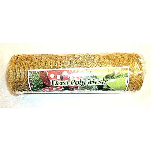 Deco Poly Mesh Metallic Gold 10" X 30' Wreaths Bows